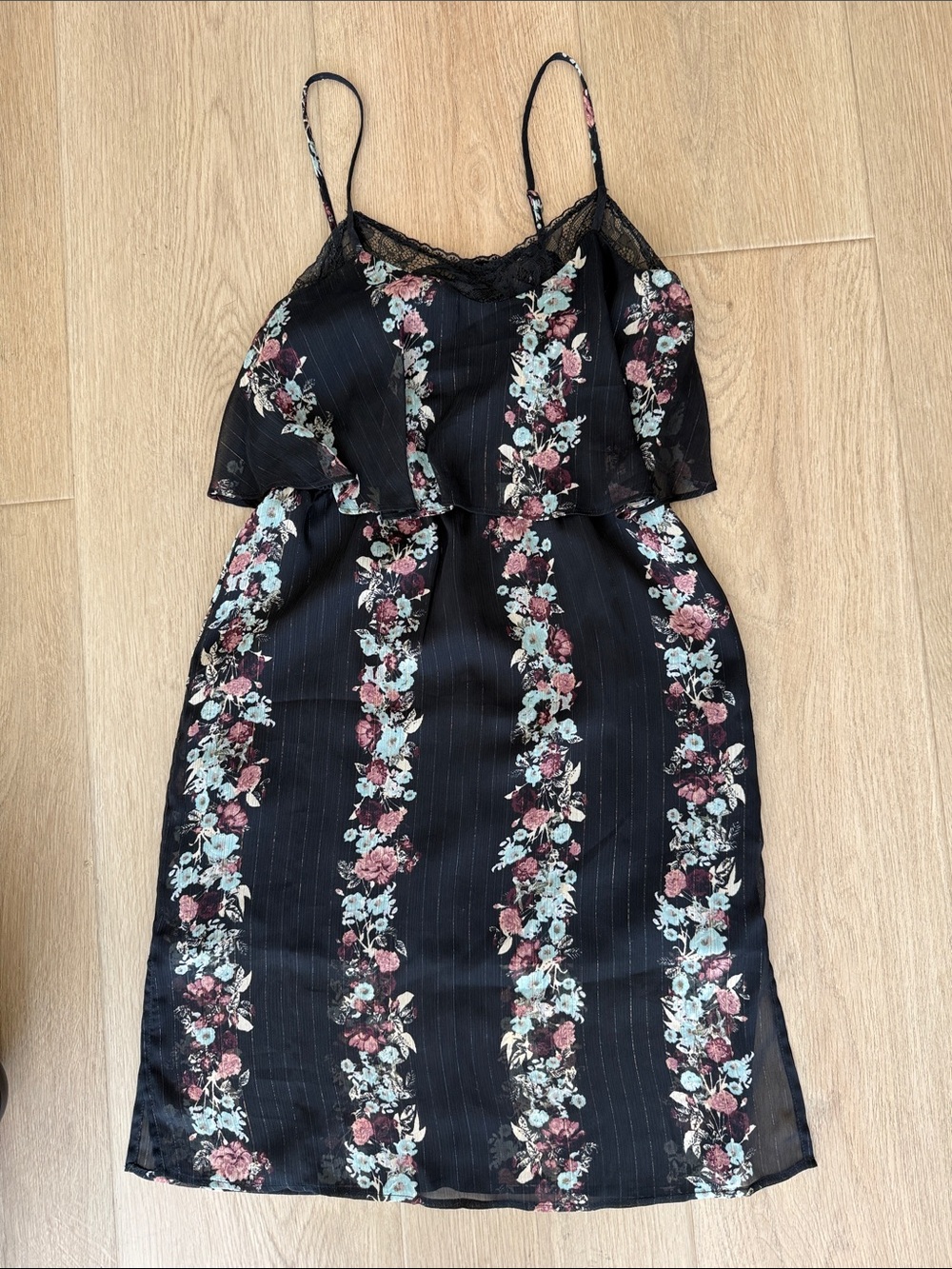BCBGeneration Black Floral Midi Dress